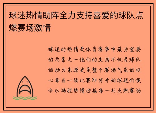 球迷热情助阵全力支持喜爱的球队点燃赛场激情